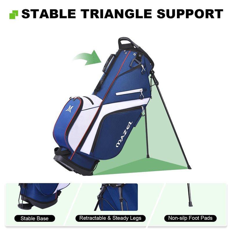 MAZEL 6-Way Golf Stand Bag for Men and Women, Lightweight Golf Bag with Stand,Dual Strap,Dust Cover (Blue)
