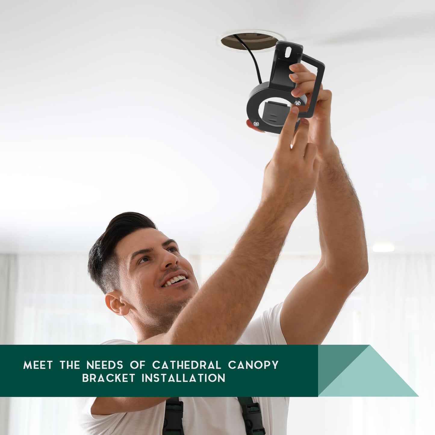 Zonon Ceiling Fan Mounting Bracket Ceiling Fan Mounting Kits for Cathedral Canopy Living Room, Black(1 Pcs,Without Wire)