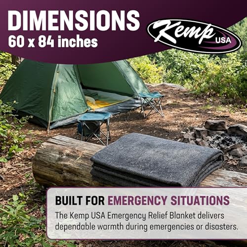Kemp USA Emergency Relief Blanket Gray 60x84 Inch for Disaster & Outdoor Use