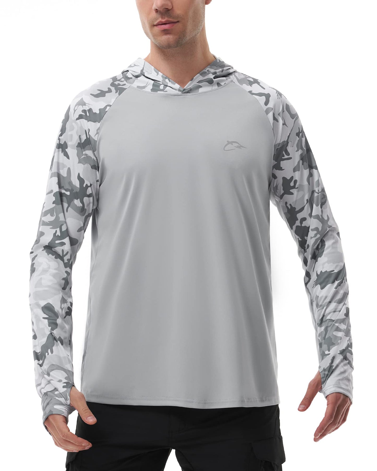 FISHEAL Men's Performance Fishing Hoodie Shirt with Thumbholes - UPF 50 Sun Protection Camo Long Sleeve Shirts Quick-Dry