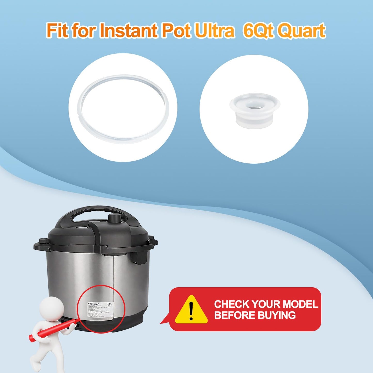 3 Pack Silicone Sealing Rings for Instant Pot 6 Qt, Inner Pot Seal Ring, Replacement Seal Gasket, Food-Grade Silicone Sealing Rings