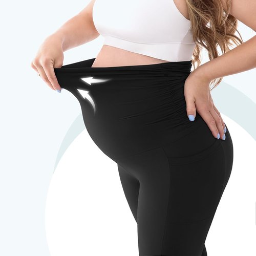Leafigure Maternity Leggings - Fleece Lined, Soft & Warm with Pockets | Perfect for Winter Workouts