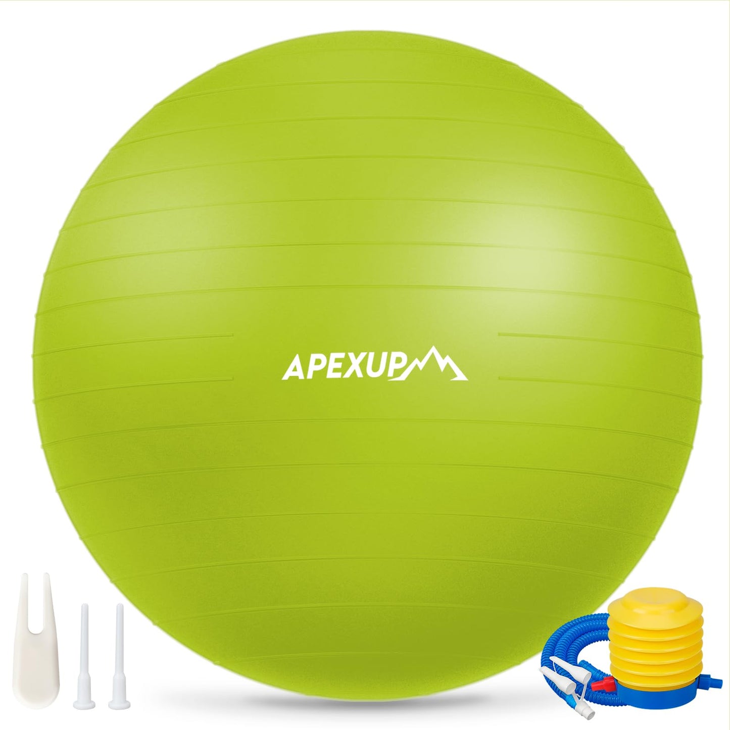 APEXUP Yoga Ball, 660 lbs Anti-Burst Exercise Ball with Pump, 5 Sizes (L (23"~26") 65cm, Green)