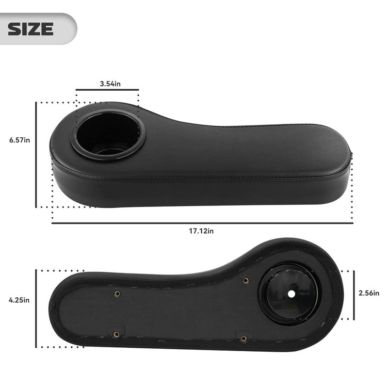 XUANYUDG0769 Golf Cart Armrest with Cup Holder for EZGO TXT Club Car DS Precedent and Yamaha Rear Seat Kit, Upgrade Support Frame/No Need Drilling Arm Rest - Black