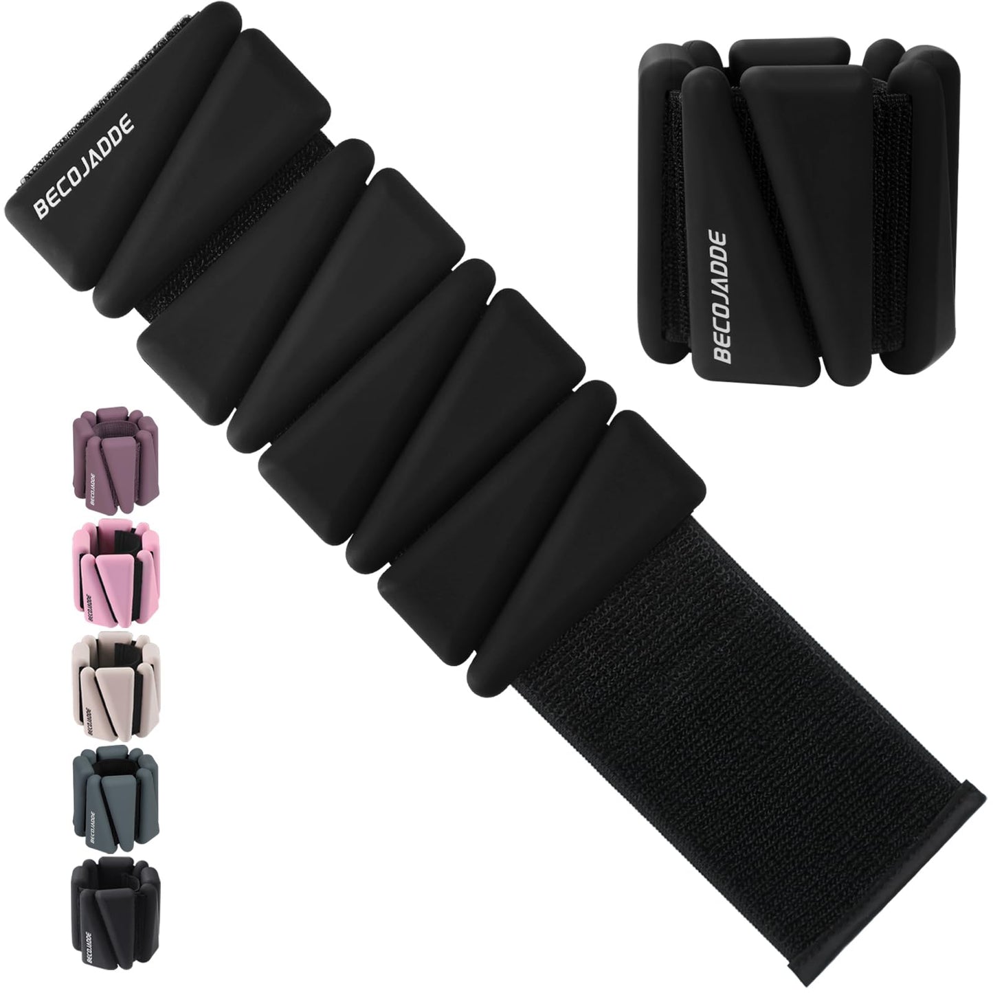 BECOJADDE Ankle Weights Set of 2 (2 lb Each) Adjustable Wrist Weights for Women Men Wearable Arm Leg Weight for Pilates, Running, Walking, Workout, Yoga, Black