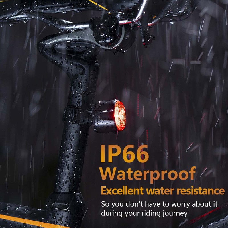 Smart Sensing Bike Taillight, Bicycle Brake Sensing Rear Light, USB Rechargeable IP66 Waterproof, 6 Modes Bright Red LED, Suitable for MTB, Jogging, Kids, Backpacks, and Seniors