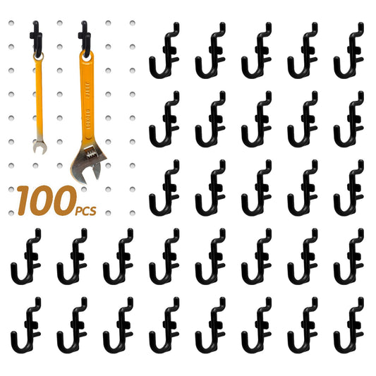 zDwfDc 100PCS Pegboard Hooks Plastic Peg Board J Hooks for Hanging Black Pegboard Hooks J Hook Accessories, for 1/4" Pegboards DD017-100