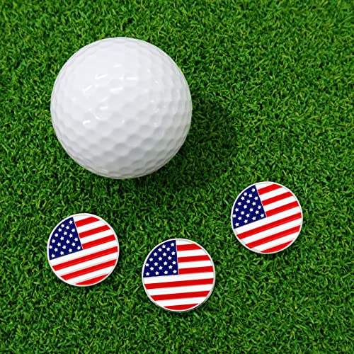 Golf Ball Marker with Hat Clip - American Flag Design