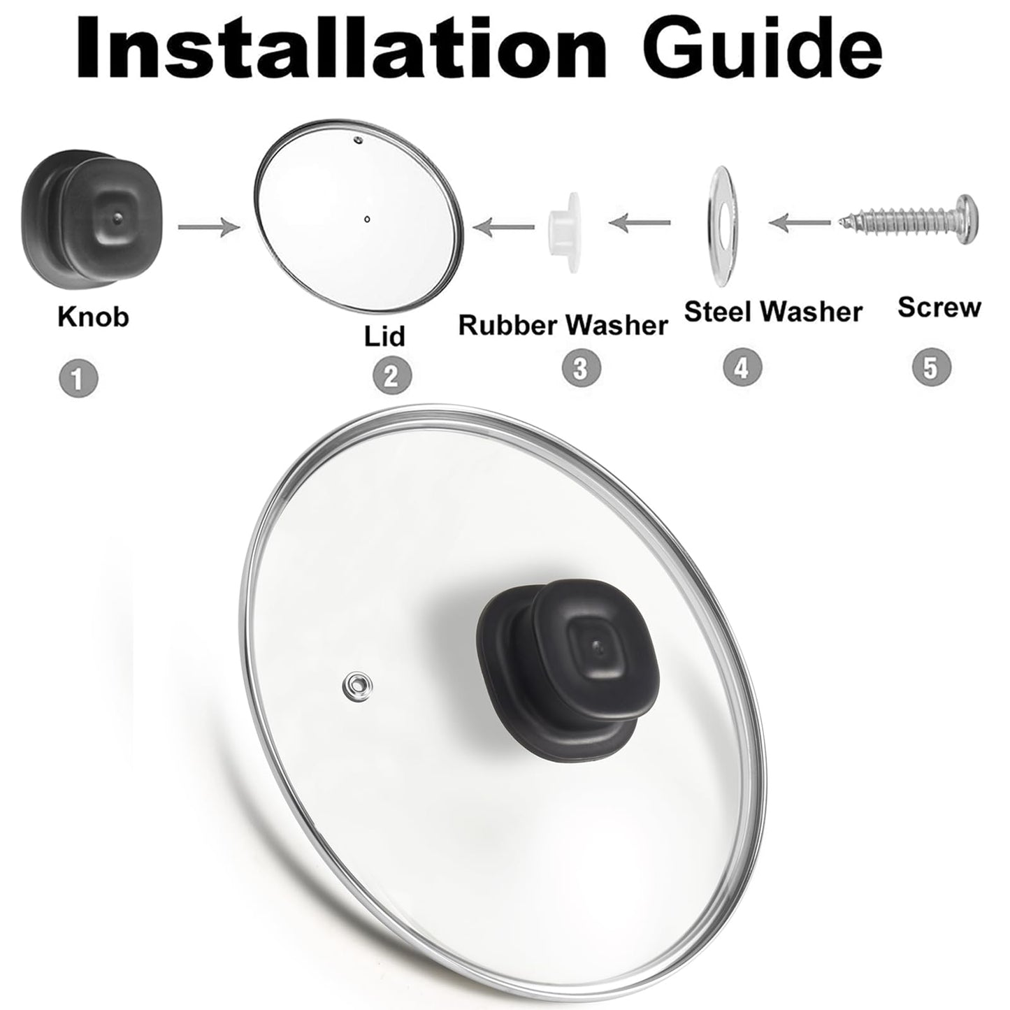 9.1-In Glass Lid Replacement for Instant Pot Lid 6 Quart, Tempered Glass Cover for Instantpot, Lid for Instant Pot 6 Quart, Accessories 6 QT for Insta pot, Heat Resistant Handle & Stainless Steel Rim
