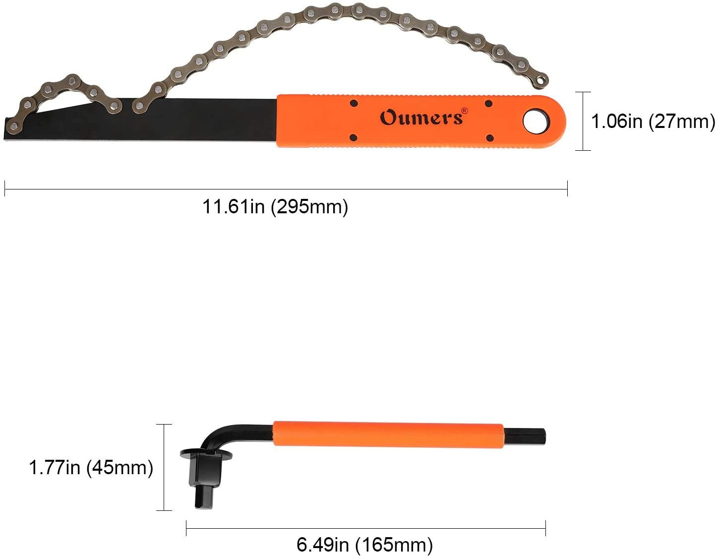 Oumers Bike Cassette Removal Tool with Chain Whip and Auxiliary Wrench Bicycle Sprocket Removal Tools, Bicycle Cassette Lock Ring Extractor Freewheel Remover Wrench Sprocket Remover