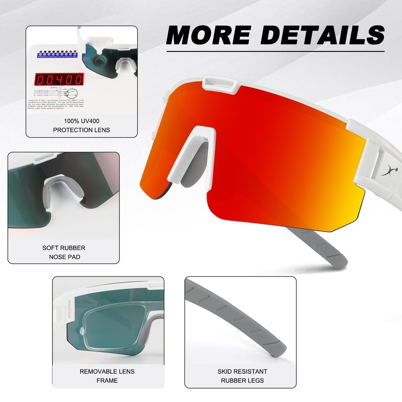 BangLong Sports Cycling Sunglasses for Adults and Youth - UV Protection Wrap Around Sunglasses for Running Biking Baseball Golf