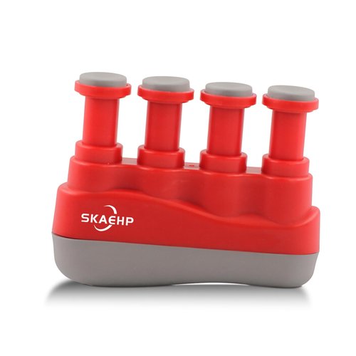 Hand Exerciser - Improves flexibility and strength in fingers, hands, and forearms - Adjustable tension for each finger - Simulated guitar strings help develop calluses - Comfortable workout - Red and gray