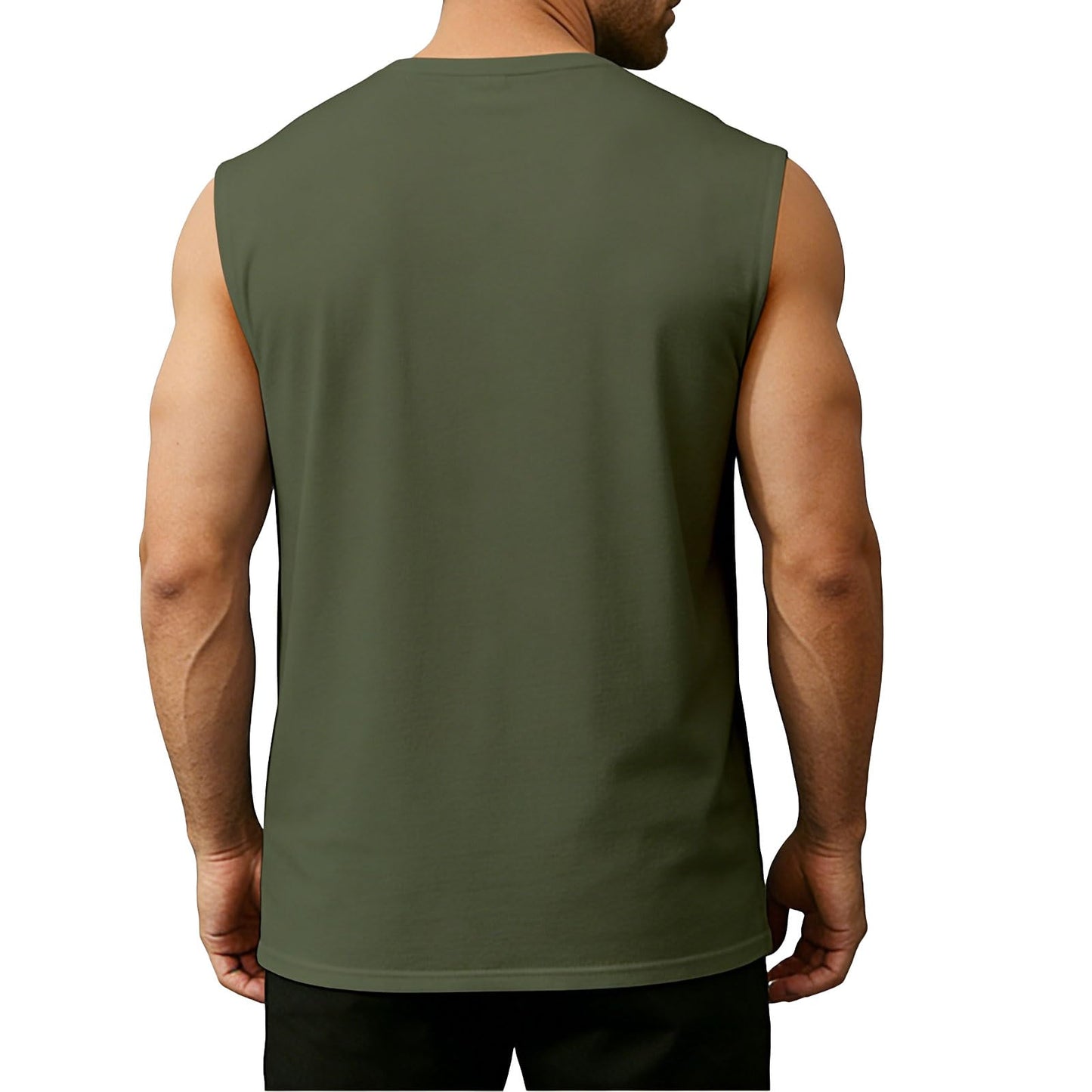 CUIFUTANG Men American Flag Tank Top Sleeveless Graphic Muscle Tee Gym Workout USA Sleeveless Tee Shirts - Green-XXL