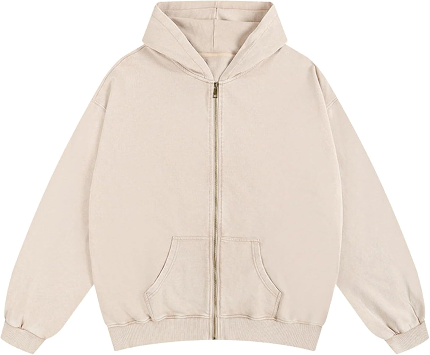 Skiennix Men's Zip Up Hoodie - Vintage Acid Wash Oversized Sweatshirt | Stylish Streetwear Essential
