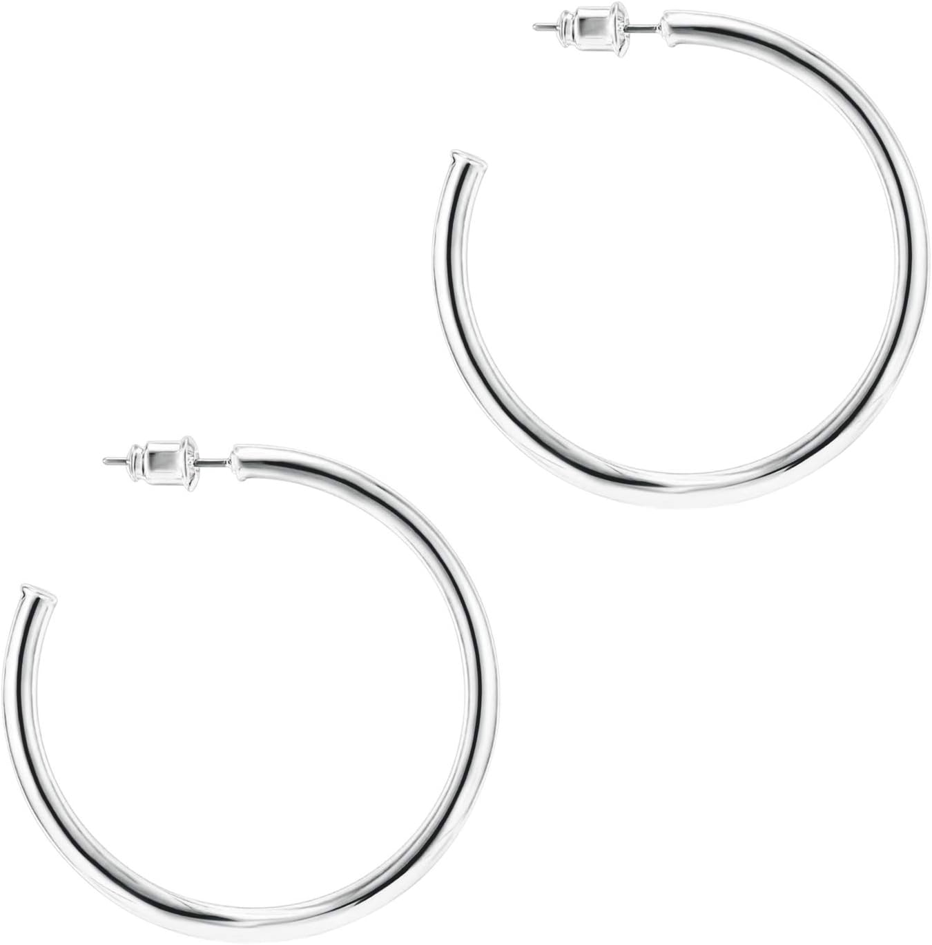 PAVOI 14K Gold Plated Hoop Earrings - Lightweight 2mm Thick Infinity Loop Design for Women