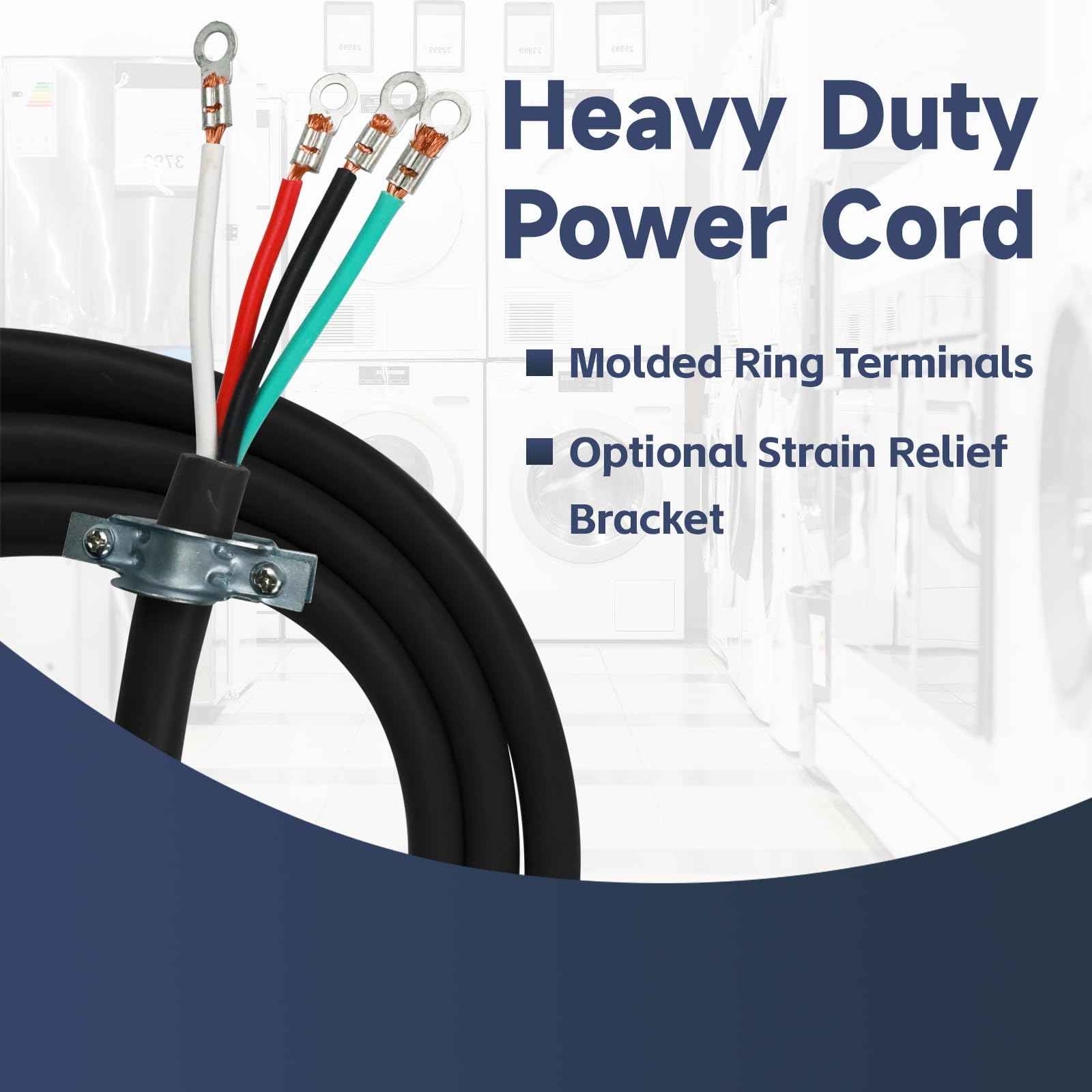 EP 4 Prong Dryer Cord, 6 ft 10/4 SRDT, 30Amp Appliance Extension Power Cord, NEMA 14-30, Black