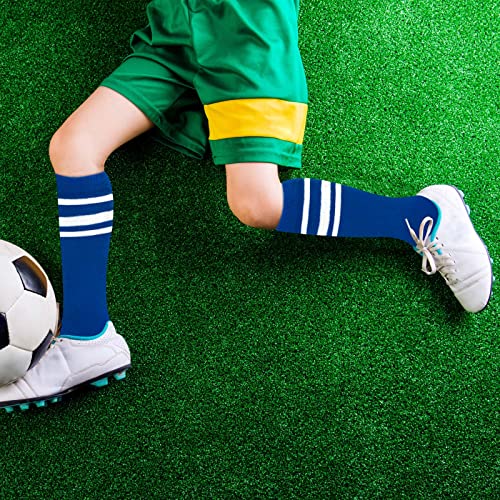 Kids Soccer Socks - Toddler Knee High Tube Socks, Blue/White (3-6 Years)