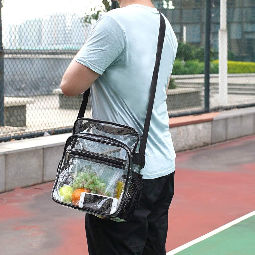 Skiennix Clear Stadium Approved Bag - Crossbody Messenger with Adjustable Strap for Events