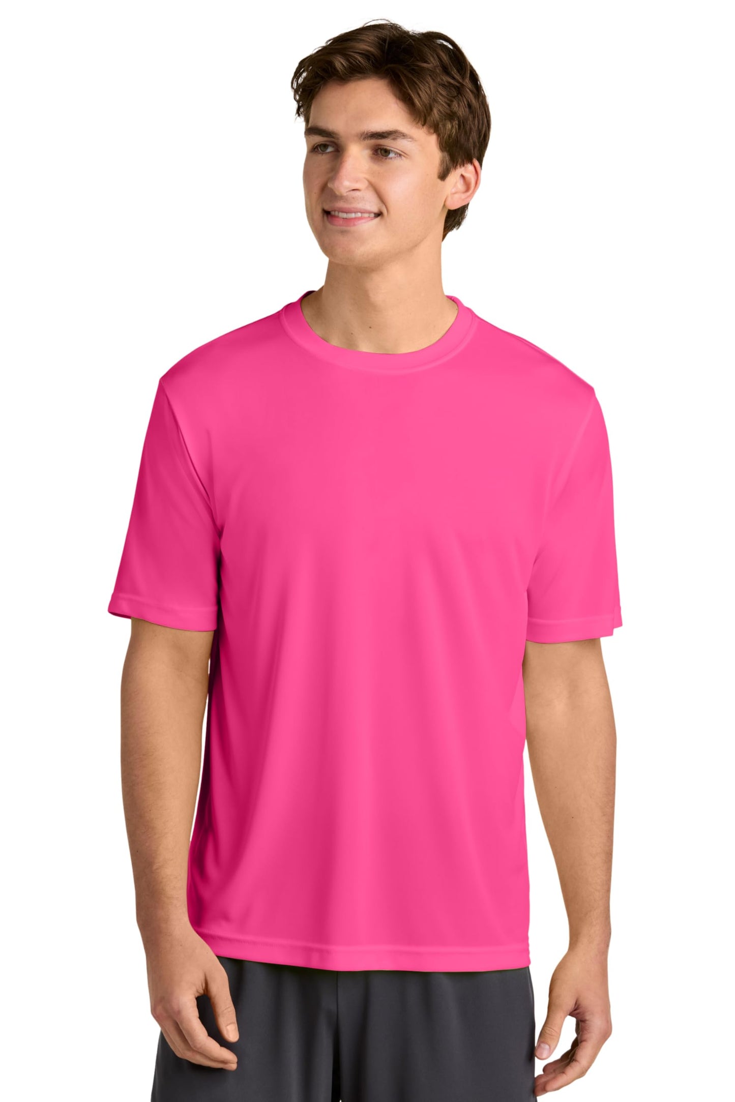 Clothe Co. Workout Shirts for Men, Dry Fit Shirts for Men, Mens Summer Shirts (Available in Big & Tall), Neon Pink, L
