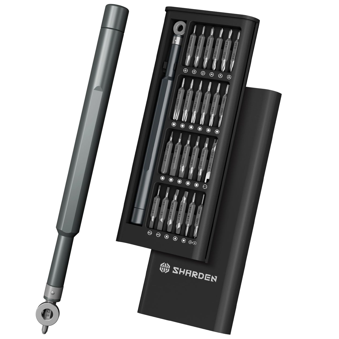 SHARDEN Precision Screwdriver Set, 60 in 1 Screw Driver Set Kit with Torx, Phillips, Flathead, Mini Repair Tools Kit for Laptop, Phone, MacBook, Computer, Electronics, Glasses, Watch