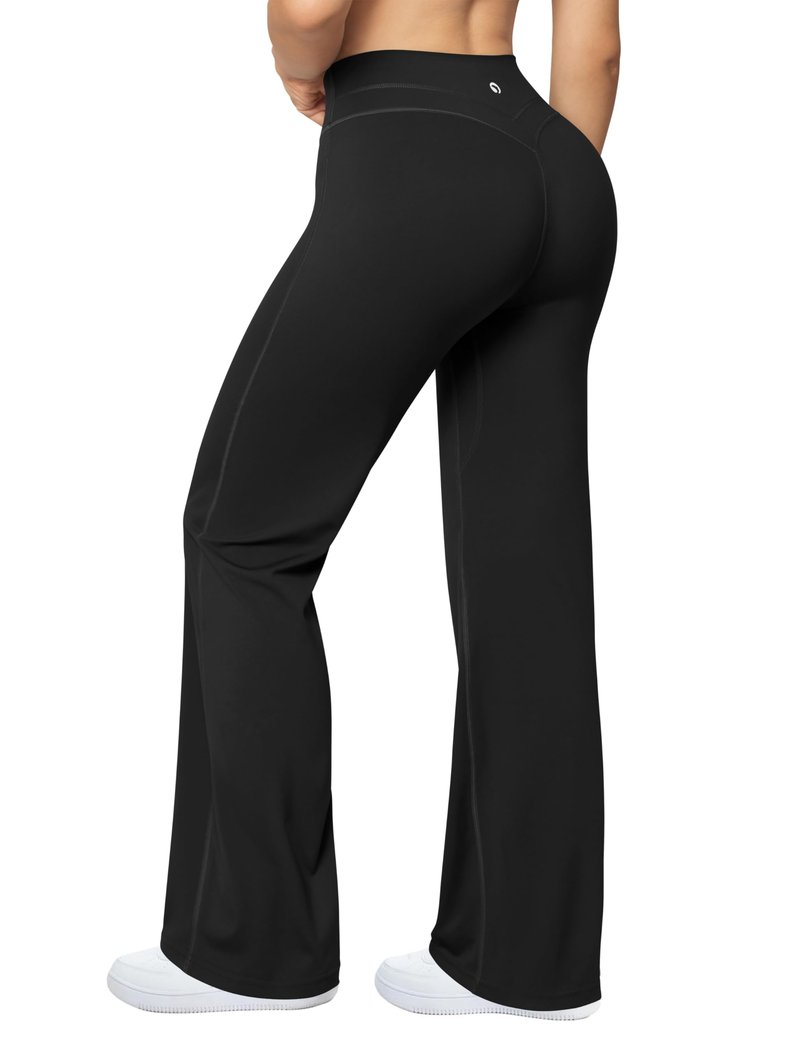 OQQ Yoga Pants Women High Waist Casual Soft Crossover Straight Leg Black