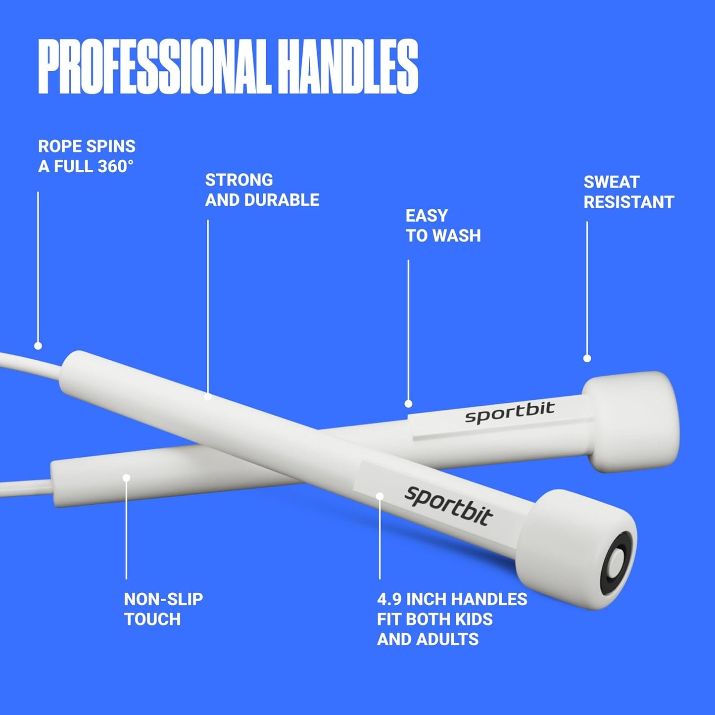 Sportbit Adjustable Jump Rope - Perfect for Fitness, Cardio, Boxing & Weight Loss | Ideal for Men & Women
