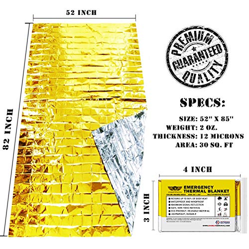 Emergency Mylar Thermal Blankets - 4 Pack Survival Kit