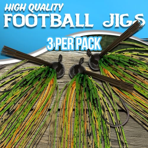 Reaction Tackle Football Head Jigs for Bass & Walleye Fishing 3-Pack