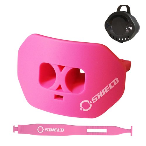O Shield Mouth Guard for Football with Dual-Layer Protection, Built-in Air Channels, Extended Lip Shield, Soft Material, Adult and Youth Sizes with Strap/Case, Pink