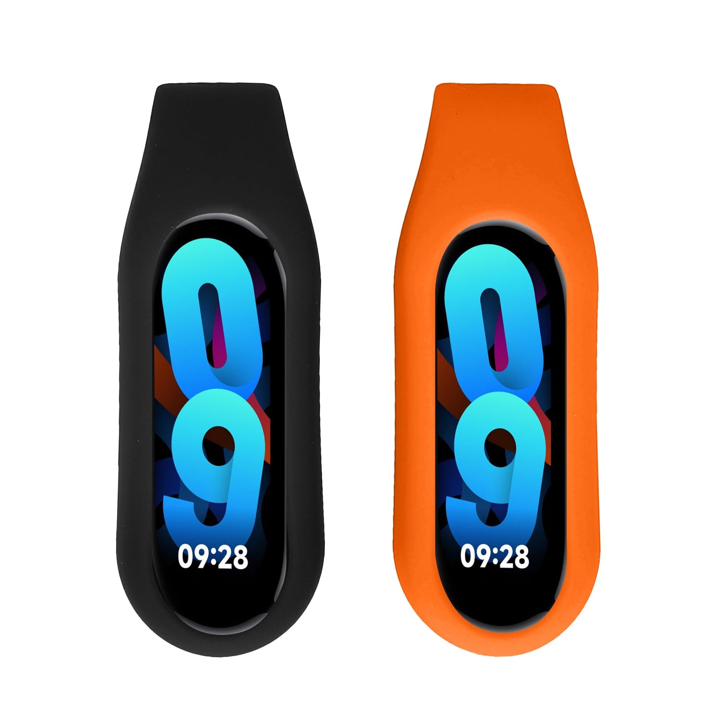 kwmobile 2X Clip Holders Compatible with Xiaomi Mi Band 10/9 / 8 - Clip-On Holder Replacement Set - Black/Orange