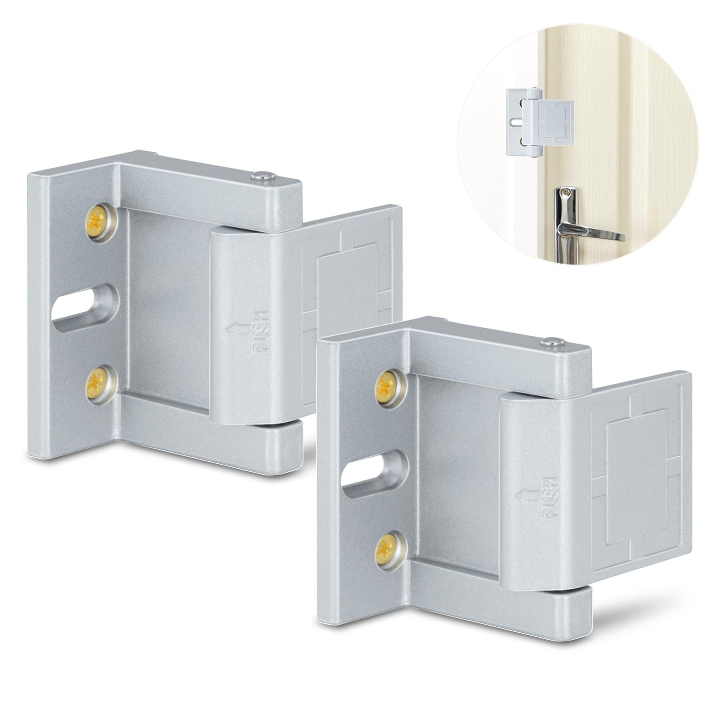 JIADAXIN 2 Pack Door Latches for Top of Door, Silver Door Reinforcement Lock for Home and Hotel, Security with Stainless Steel Screws