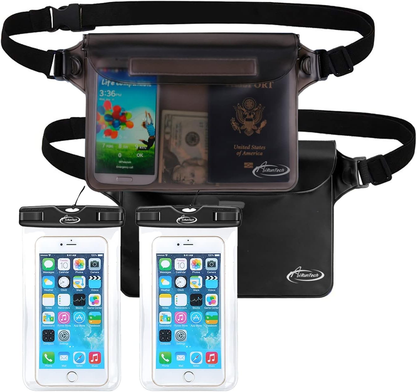 AiRunTech Waterproof Fanny Pack - IPX8 Dry Bag for Phones | Perfect for Snorkeling, Beach, and Pool Activities