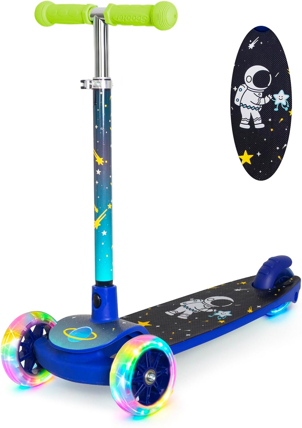 Nattork 3-Wheel Toddler Kick Scooter - Adjustable Height, Light-Up Wheels & Anti-Slip Deck for Ages 2-8
