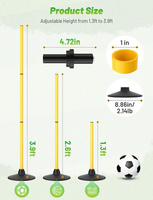 GHB Agility Poles - 50" Rebound Sports Training Poles | 4 Pack Detachable Speed Equipment