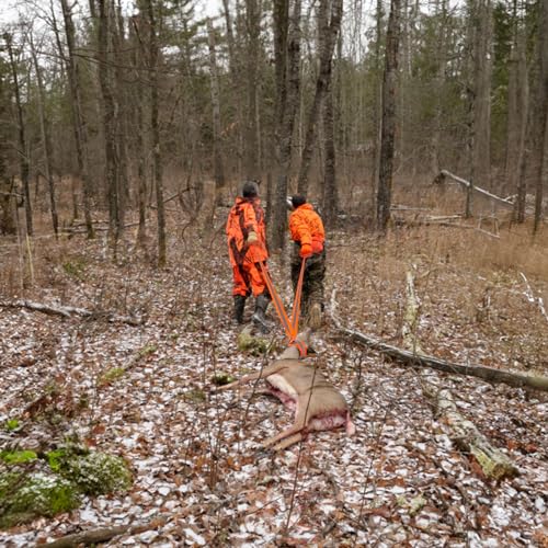 GearOZ 2-Pack Deer Drag Ropes with Harness, 76" Reflective Orange Drag Straps with Handles