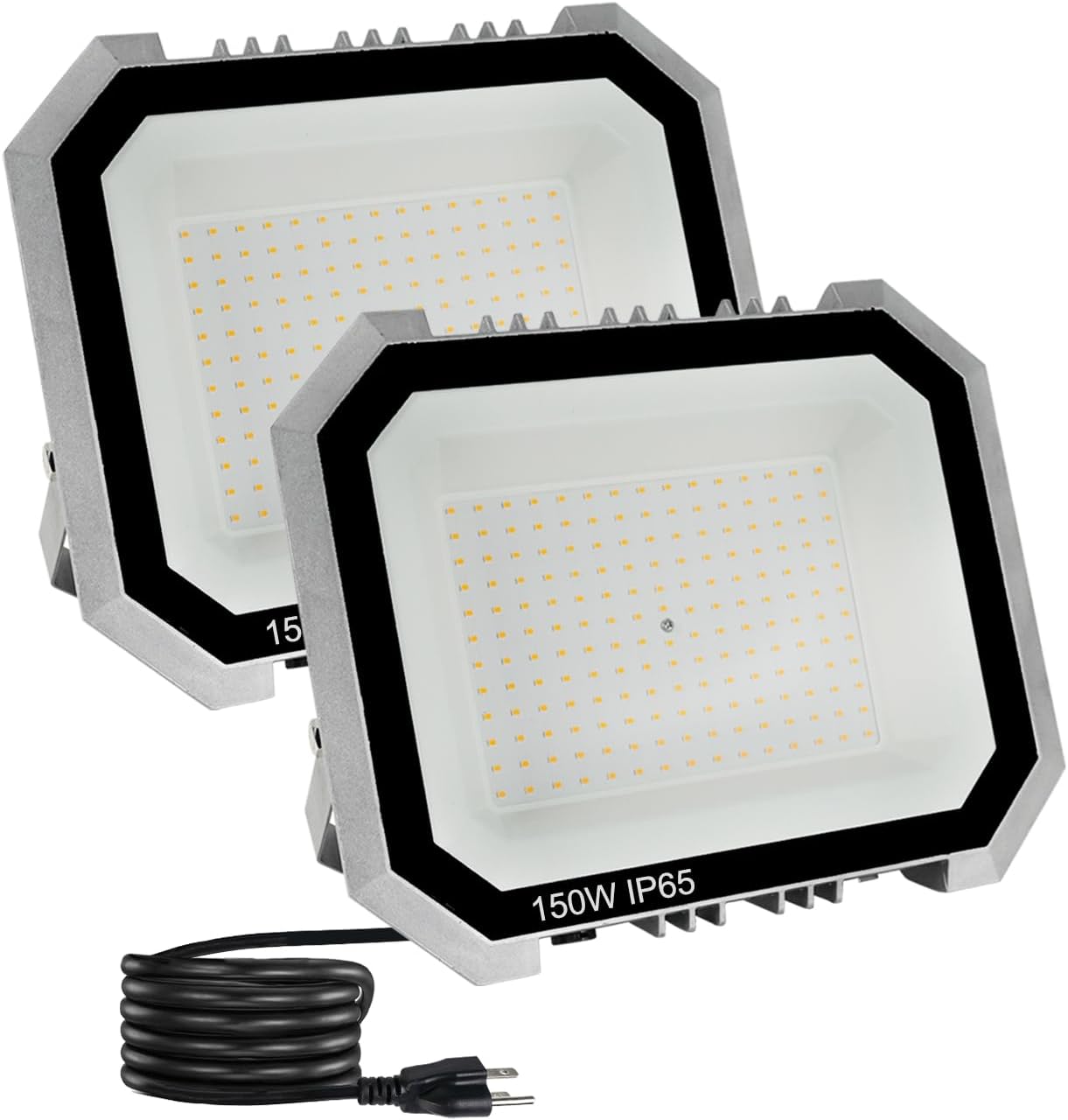 100W LED Flood Lights Outdoor - 2 Pack, 10000LM Super Bright, IP65 Waterproof for Garage, Yard & Garden