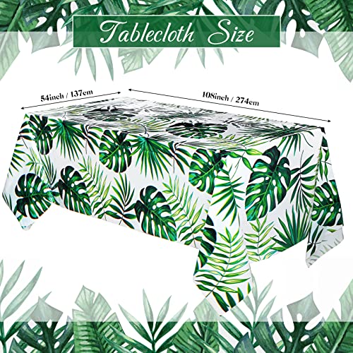 Tropical Palm Leaves Tablecloths - 3 Pack, 54 x 108 Inch