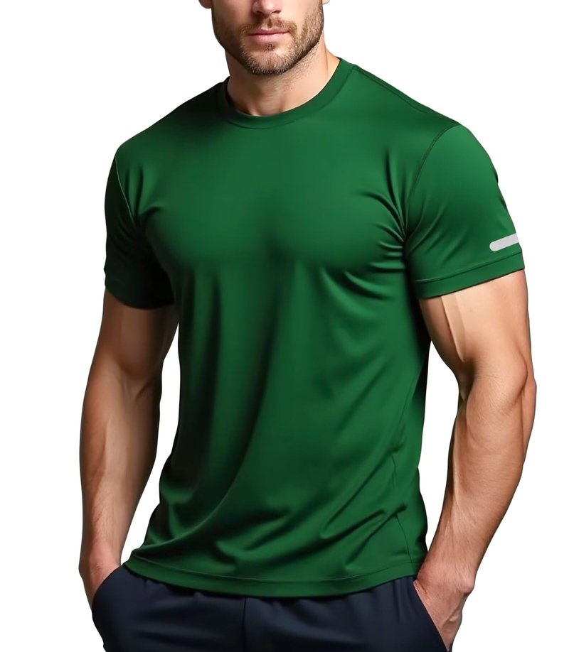 YumiDay Mens Running Shirts Dry Fit, Athletic Workout T Shirt Fitted Irish Green(Dark Green,M)