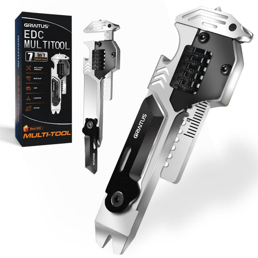 EDC Gear Multitool 7 in-1 Multi Tool with Wrench, Bottle Opener, Car Window Breaker, Pry Bar, Flat Phillips Screwdriver, EDC Tools for Cycling Maintenance, Outdoor, Household Repairs