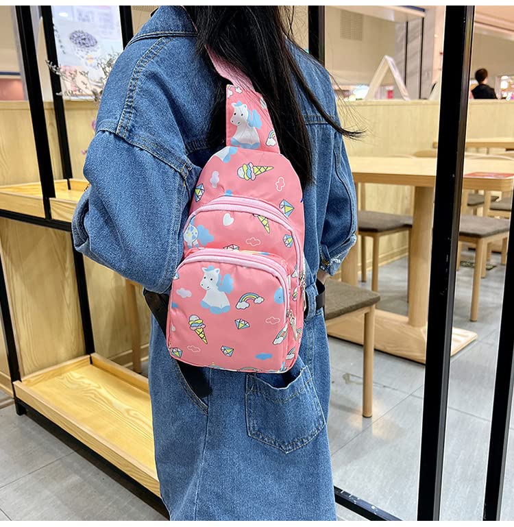 Kids Crossbody Bag - Small Nylon Sling Bag for Travel, Pink