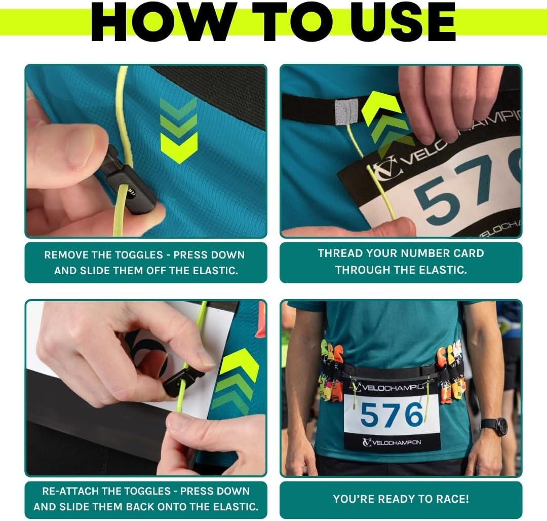 VeloChampion Lightweight Running Belt - Elasticated Fit with 6 Energy Gel Loops | No Pins Needed