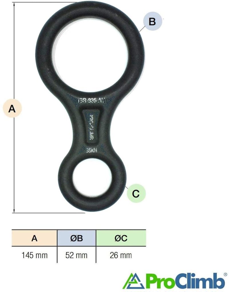 ProClimb 35 kN Fall Rescue Figure 8 Aluminum Descender Rigging Plate Heavy Duty Belay Device (Black)