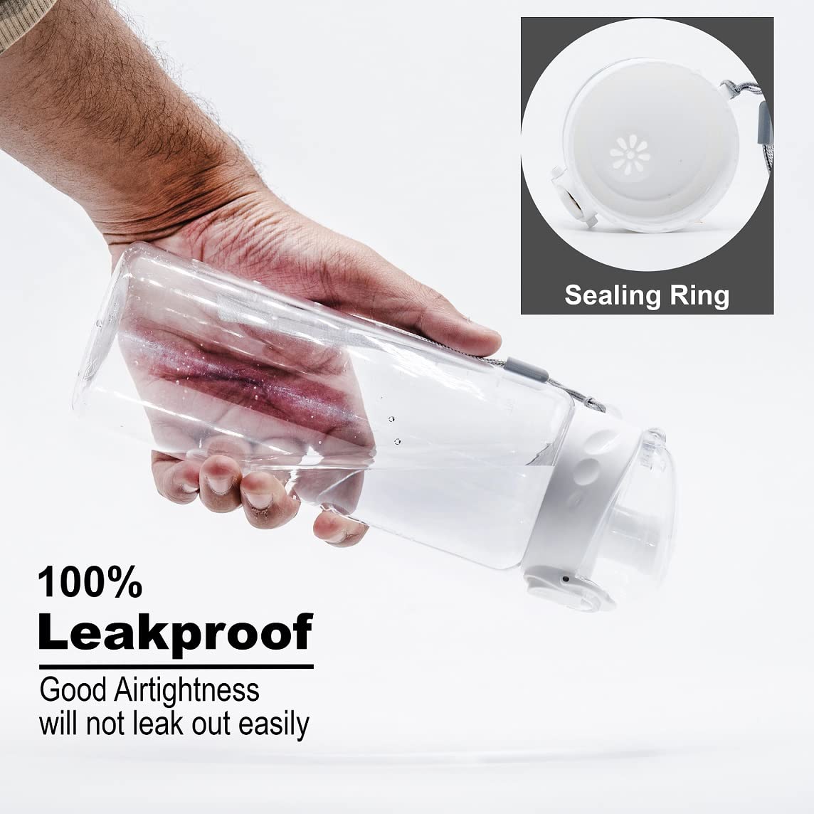 GearTek Clear Plastic Water Bottle | No Markings 24oz Chug Lid Sports Water Bottle | Leak Proof Re-Usable Flip Top Plastic Drinks Bottles for School, Exams, Office, Gym, Cycling (Clear-24oz)