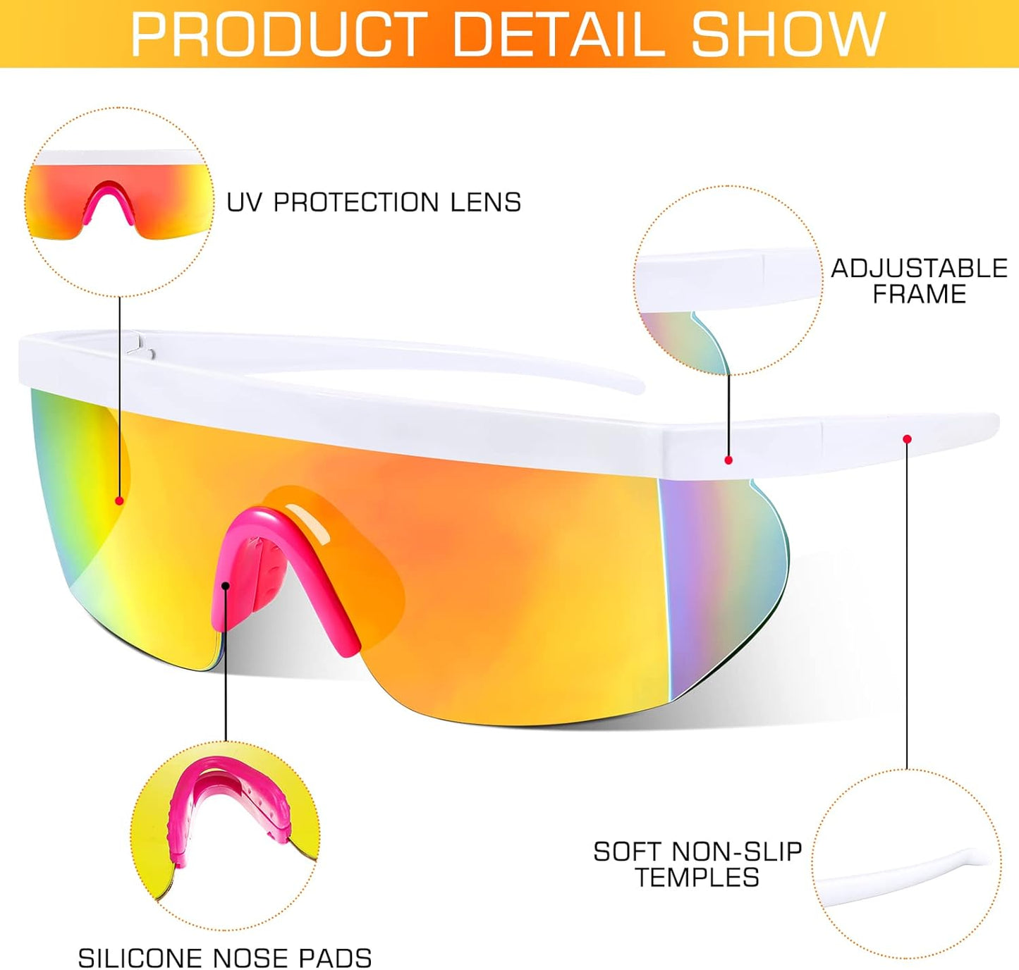 Sherr Polarized Sports Sunglasses - UV400 Protection & Adjustable Nose Pad | 6 Pairs for Men & Women