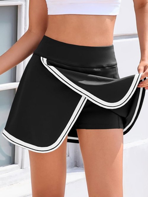 Fisoew Women's Golf Skorts - Quick Dry Athletic Skirts with Pockets | Striped Design, Comfortable Fit