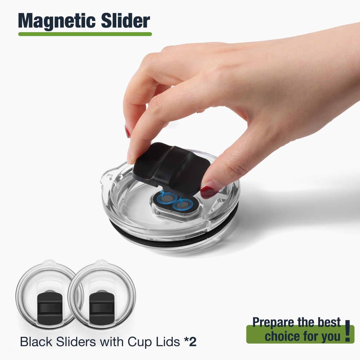 20 oz 591ml Tumbler Lids for YETI,Magnetic Tumbler Lid Replacement for YETI,BPA Free 2 Pack Black Tumbler Lids