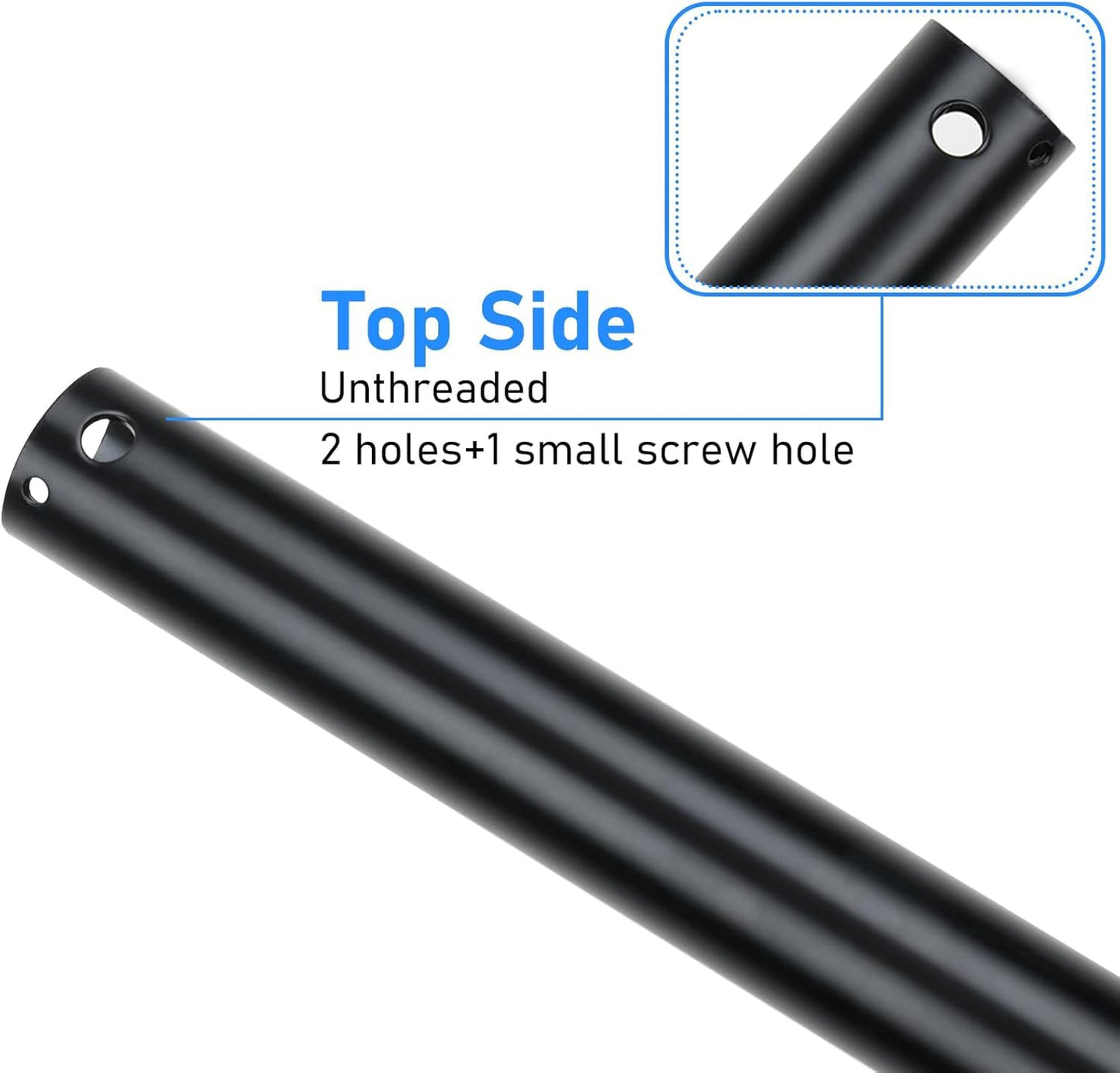 Sibosen 72 inch Ceiling Fan Downrod, 6FT Black Downrod for Ceiling Fans, 1 inch Outside Diameter, Ceiling Fan Extension Downrods(Black, Not Threaded)