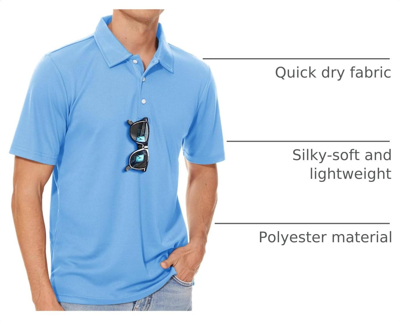 MAGCOMSEN Polo Shirts for Men Dry Fit Lightweight Active Golf Polos Short Sleeve Moisture Wicking Collared Shirt