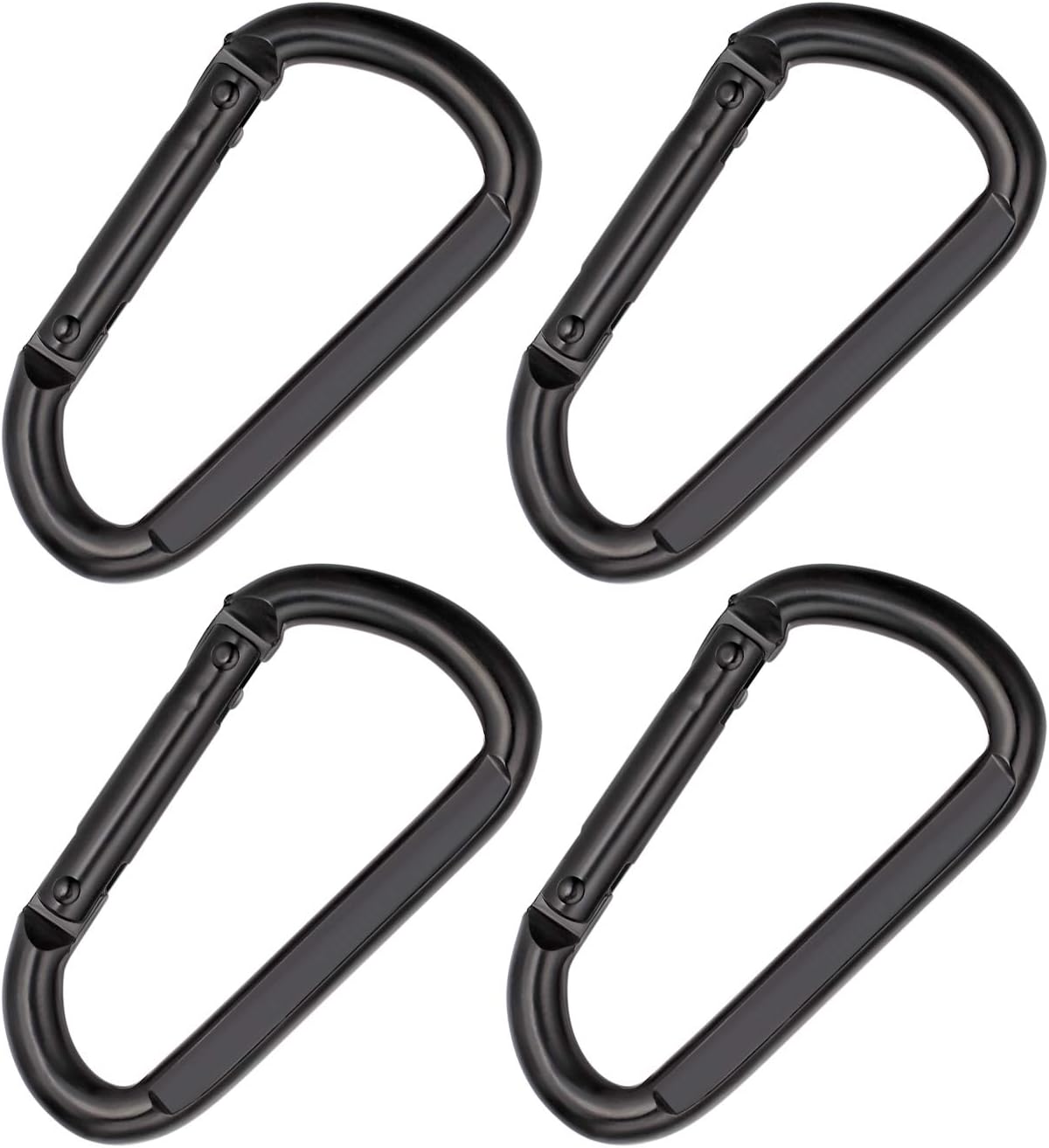 Skiennix Heavy-Duty 3-Inch Black Carabiner Snap Hook - Durable Steel Clip Link Buckle (4-Pack)