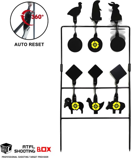 Atflbox Pellet Gun Target - Heavy Metal Animal Silhouette Spinner for .177/.20 Caliber Airguns | Outdoor Shooting
